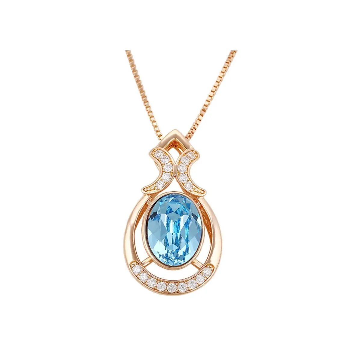 Goldtone Oval Crystal Ornate Pendant Necklace - White sold by Zulily