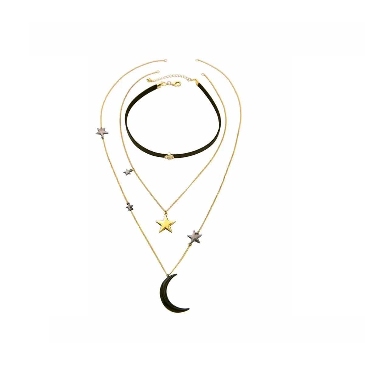 Goldtone Black Celestial Layered Necklace - White sold by Zulily