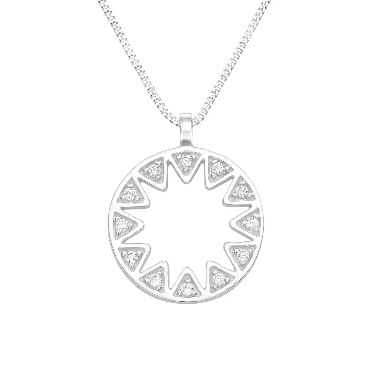 Sterling Silver & Cubic Zirconia Openwork Starbust Pendant Necklace - White sold by Zulily