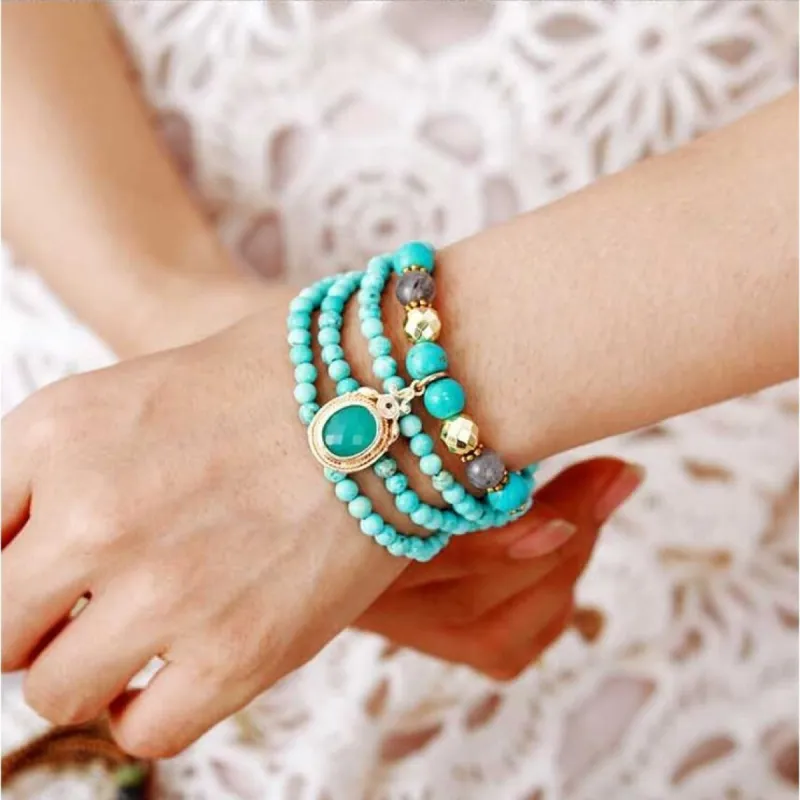 Turquoise Mixed Stone Mala Necklace/wrap Bracelet - White sold by Zulily