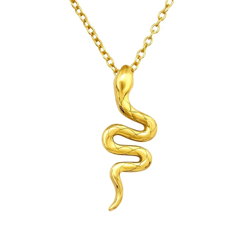 24kt Plated Sterling Silver Snake Pendant Necklace - White sold by Zulily