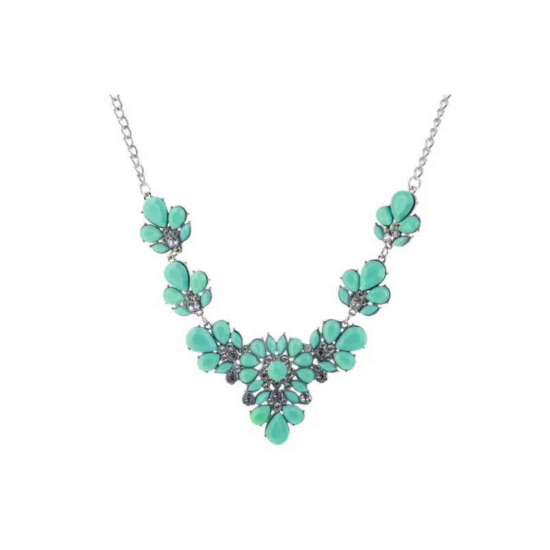 Green Floral Bib Necklace - White sold by Zulily