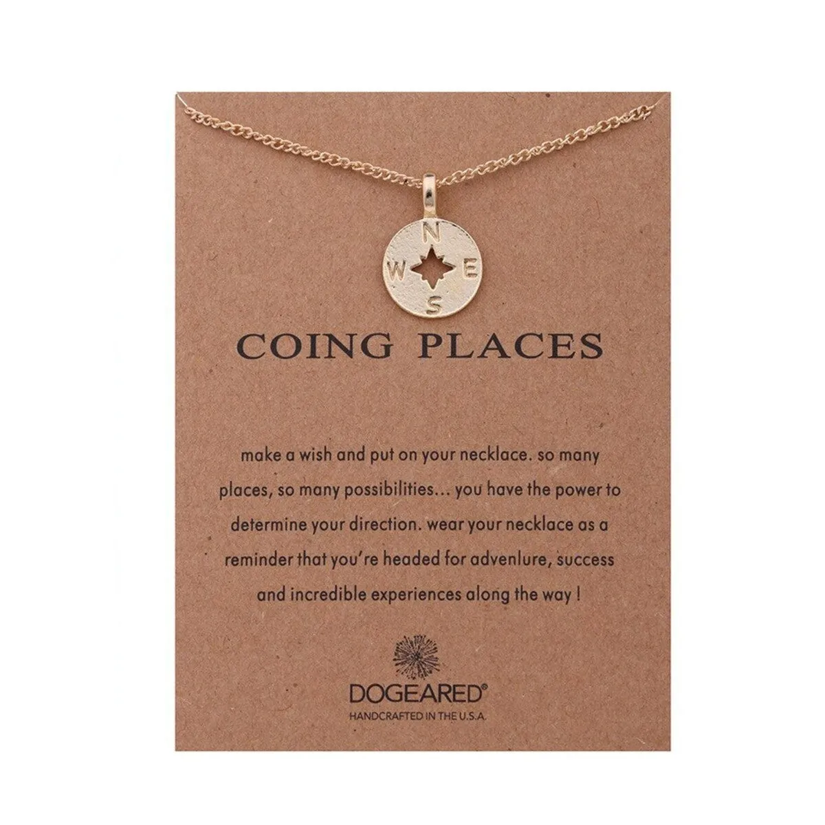 Goldtone Compass Going Places Necklace - White sold by Zulily