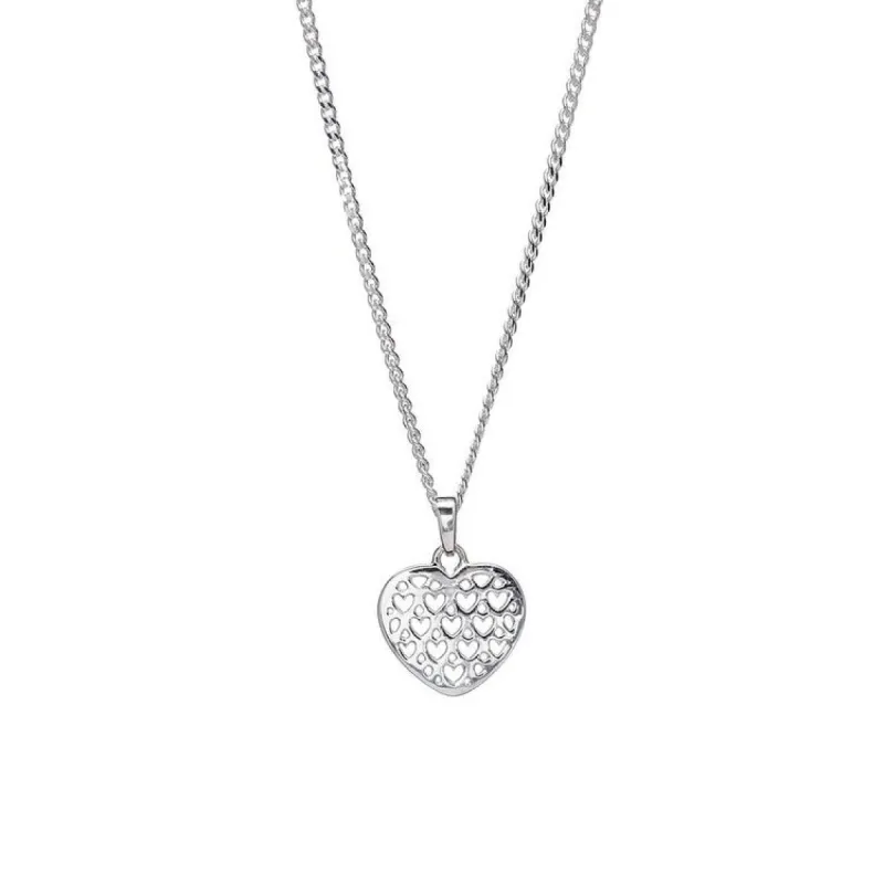 Sterling Silver Heart Cutout Pendant Necklace - White sold by Zulily