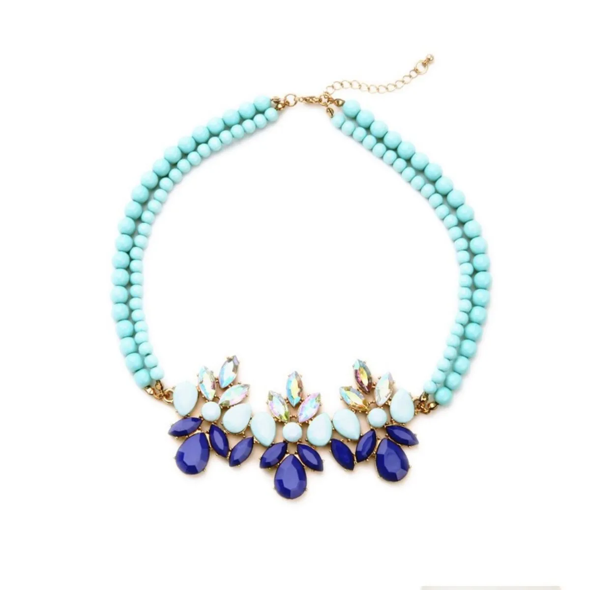 Aqua Crystal And Goldtone Statement Necklace - White sold by Zulily