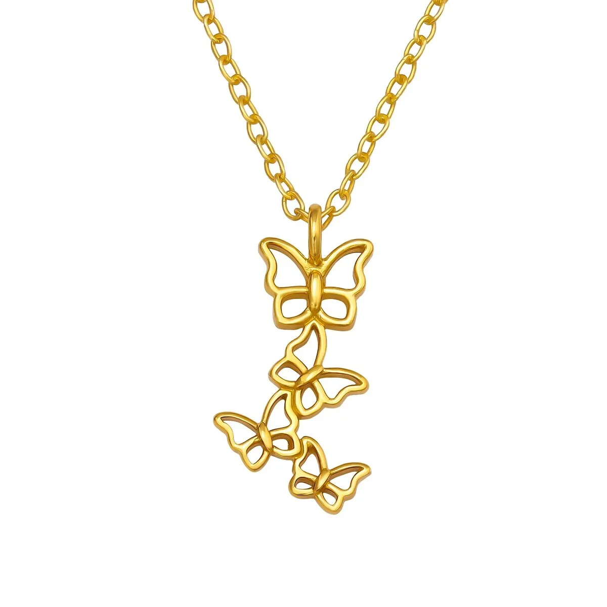 Sterling Silver 18k Gold-Plated Flutter of Butterflies Pendant Necklace - White sold by Zulily