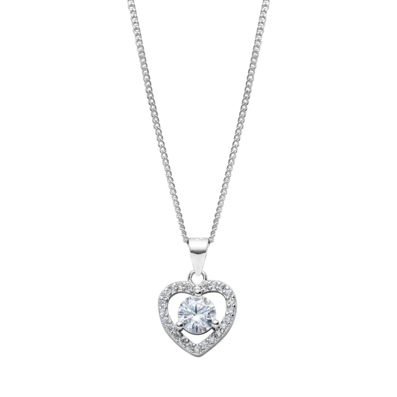 Sterling Silver & Cubic Zirconia Open Heart Pendant Necklace - White sold by Zulily