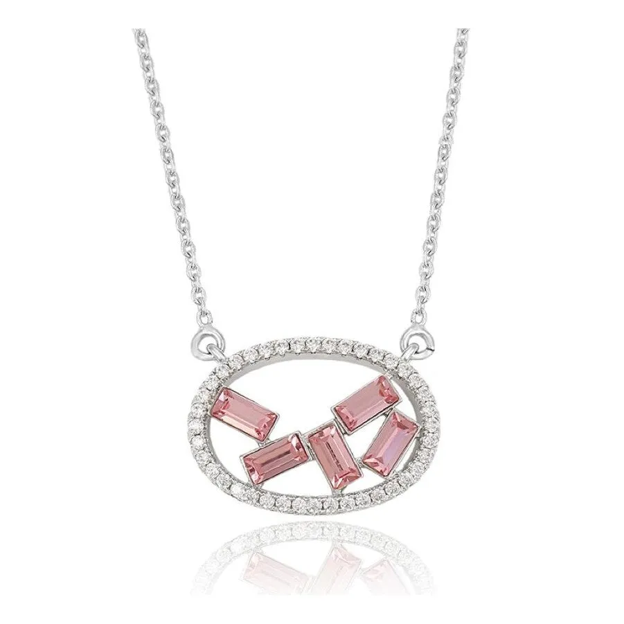 Silvertone Geometric Pendant Necklace with Cubic Zirconia - White sold by Zulily