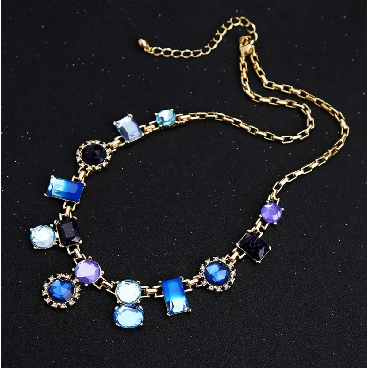 Purple Blue Crystal Necklace - White sold by Zulily