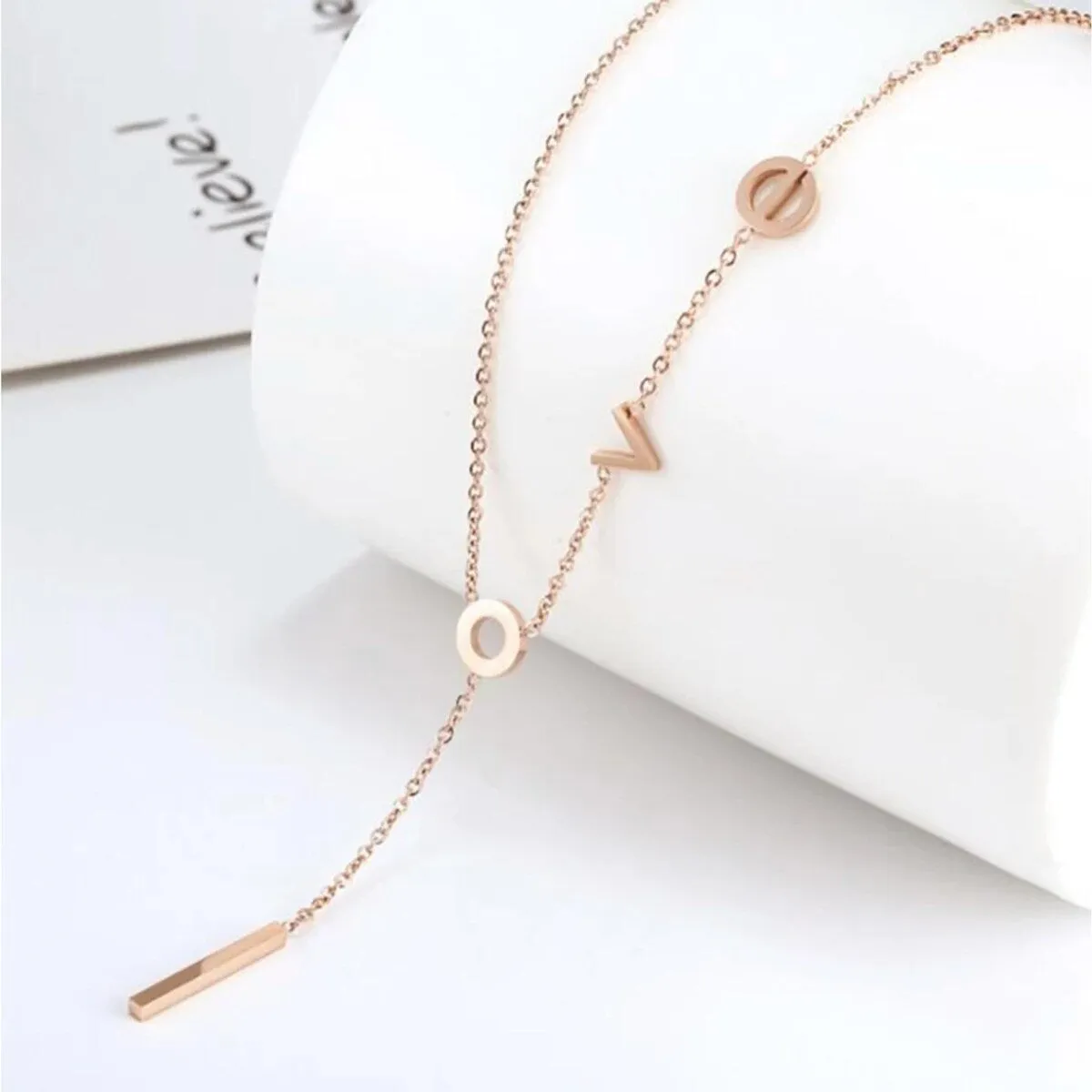 Rose Goldtone Love Necklace - White sold by Zulily