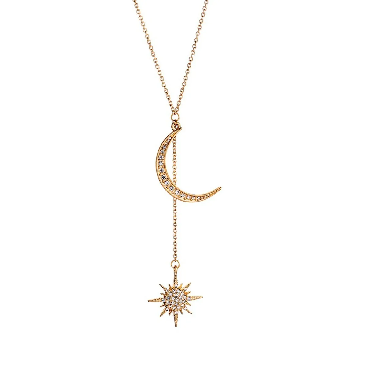 Goldtone Crescent Moon Star Necklace - White sold by Zulily
