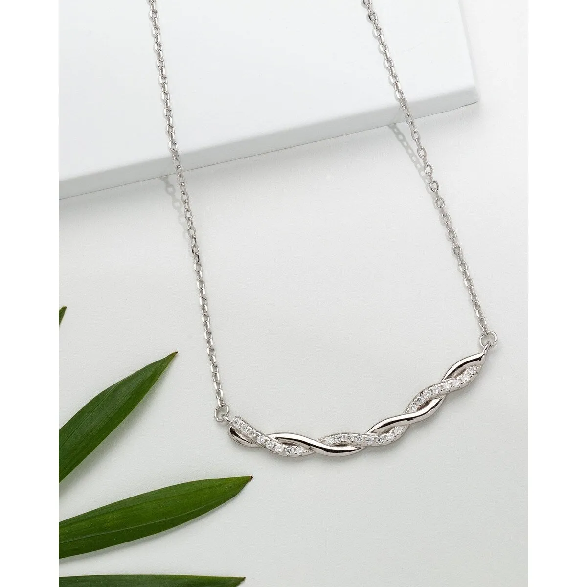 Sterling Silver & Cubic Zirconia Twisted Pendant Necklace - White sold by Zulily