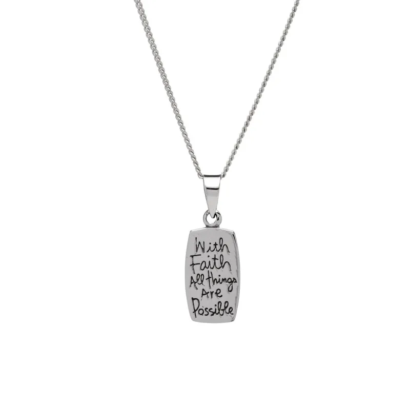 Sterling Silver 'With Faith All Things Are Possible' Pendant Necklace - White sold by Zulily