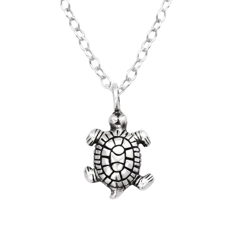 Sterling Silver Turtle Pendant Necklace - White sold by Zulily