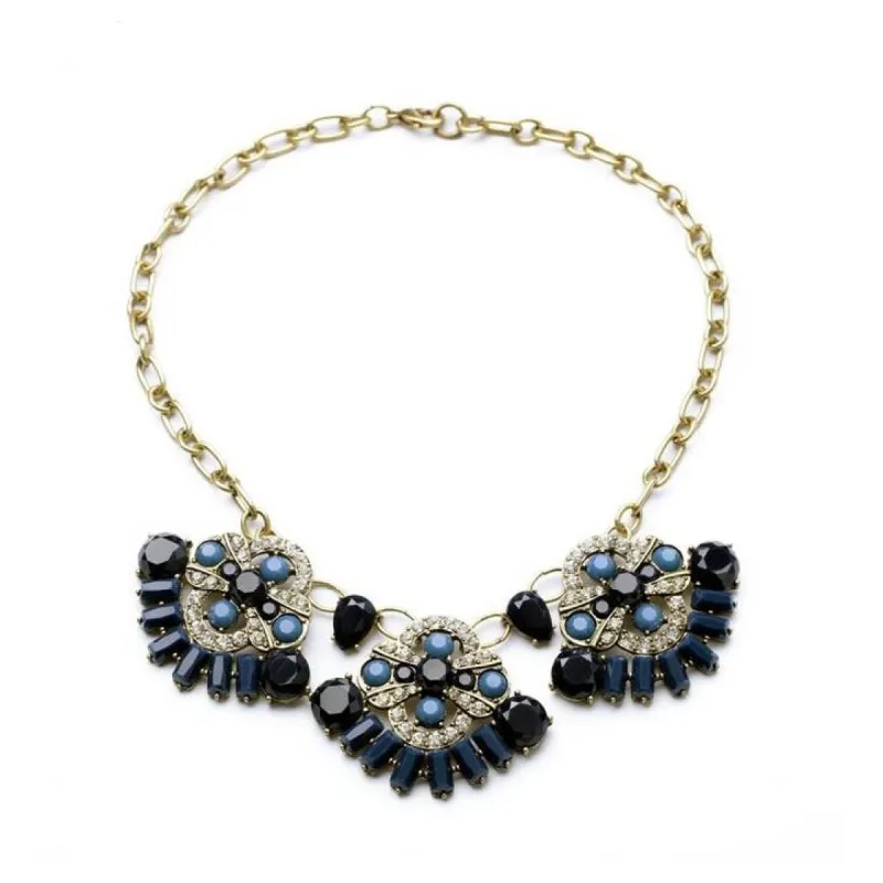 Goldtone Black Navy Bib Necklace - White sold by Zulily