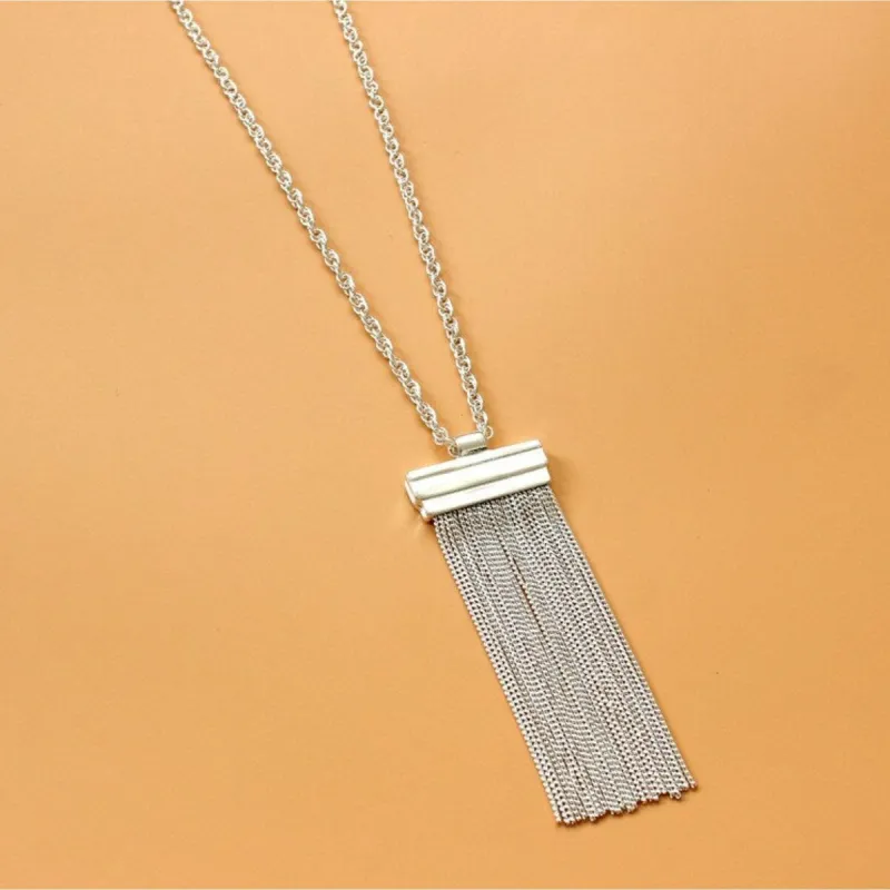 Silvertone Chain Drop Pendant Necklace - White sold by Zulily