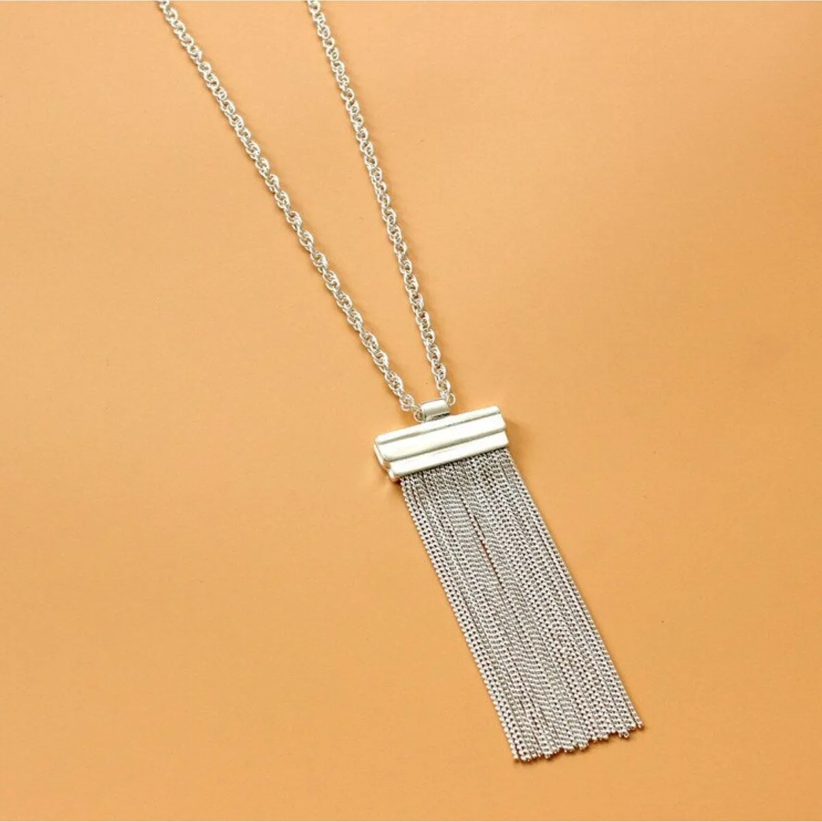 Silvertone Chain Drop Pendant Necklace - White sold by Zulily