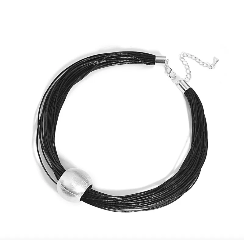 Black Multi-strand & Silver Bead Necklace - White sold by Zulily