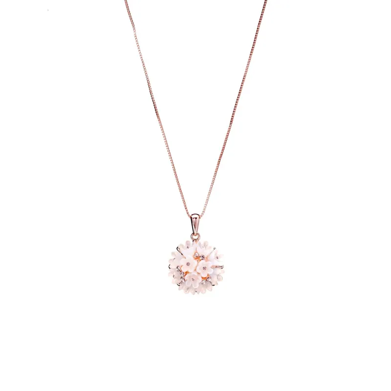 Rose Goldtone Swarovski Crystal Floral Clustered Necklace - White sold by Zulily