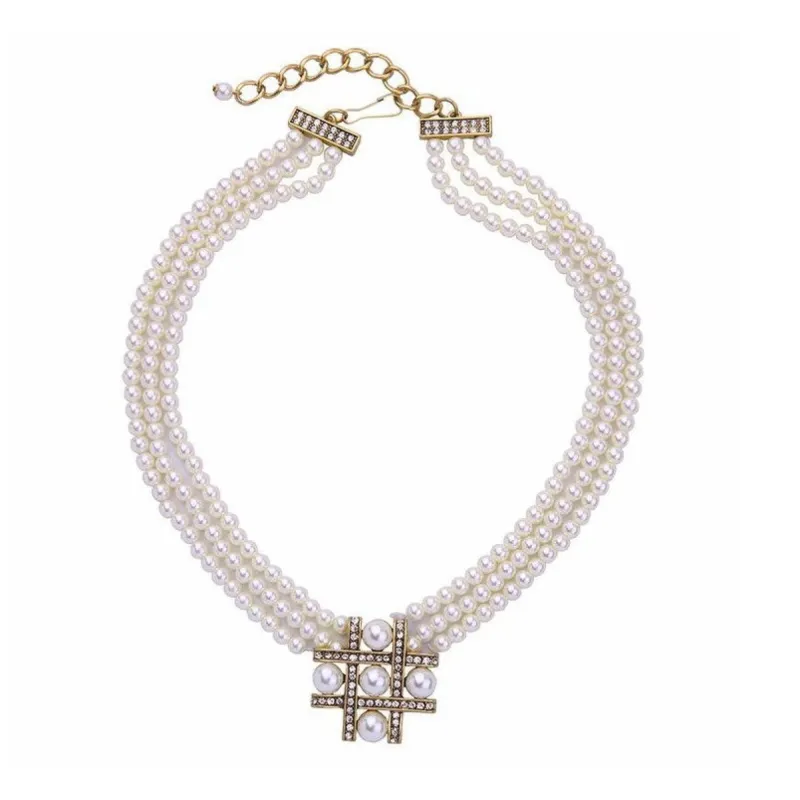 Imitation Pearl Multi Strand Necklace - White sold by Zulily