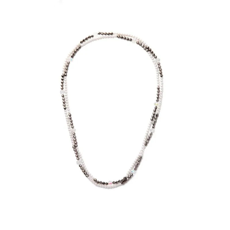 Long White Black Beaded Necklace sold by Zulily