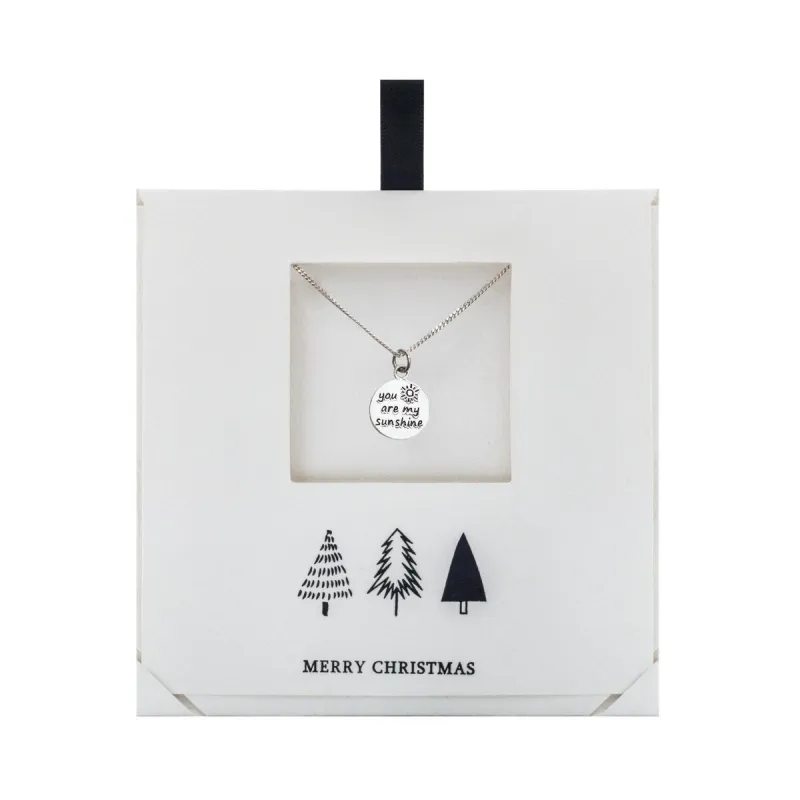 Sterling Silver You Are My Sunshine Pendant Necklace On Holiday Card - White sold by Zulily