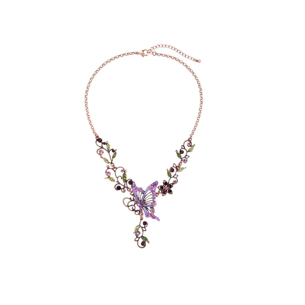 Antiqued Purple Butterfly Necklace - White sold by Zulily