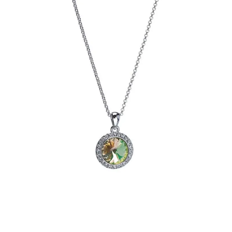 Silvertone Halo Pendant Necklace with Swarovski Crystal - White sold by Zulily