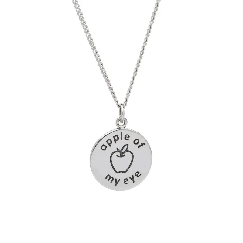 Sterling Silver 'Apple of My Eye' Circular Pendant Necklace - White sold by Zulily