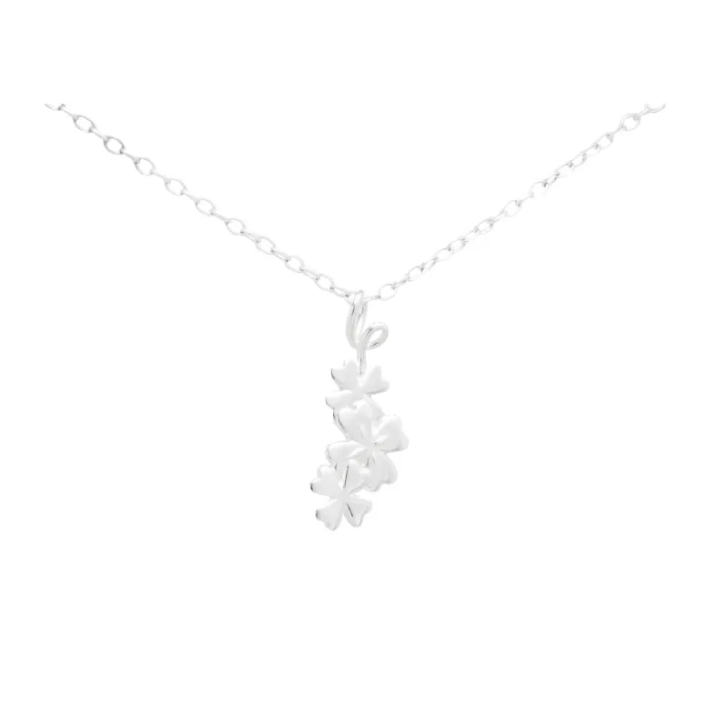 Sterling Silver Stacked Clover Pendant - White sold by Zulily