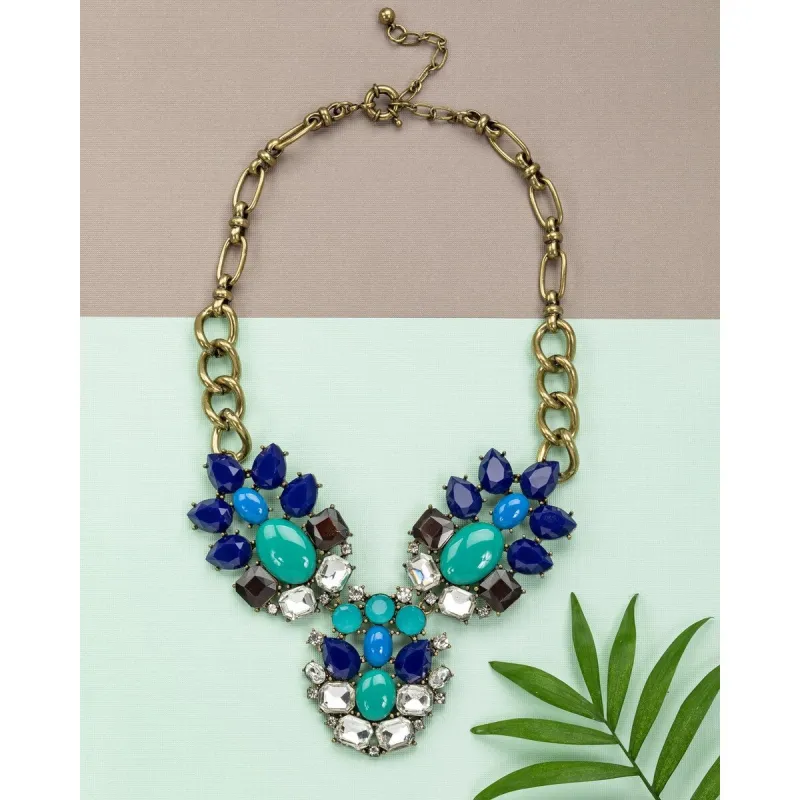 Goldtone Blue Statement Necklace - White sold by Zulily