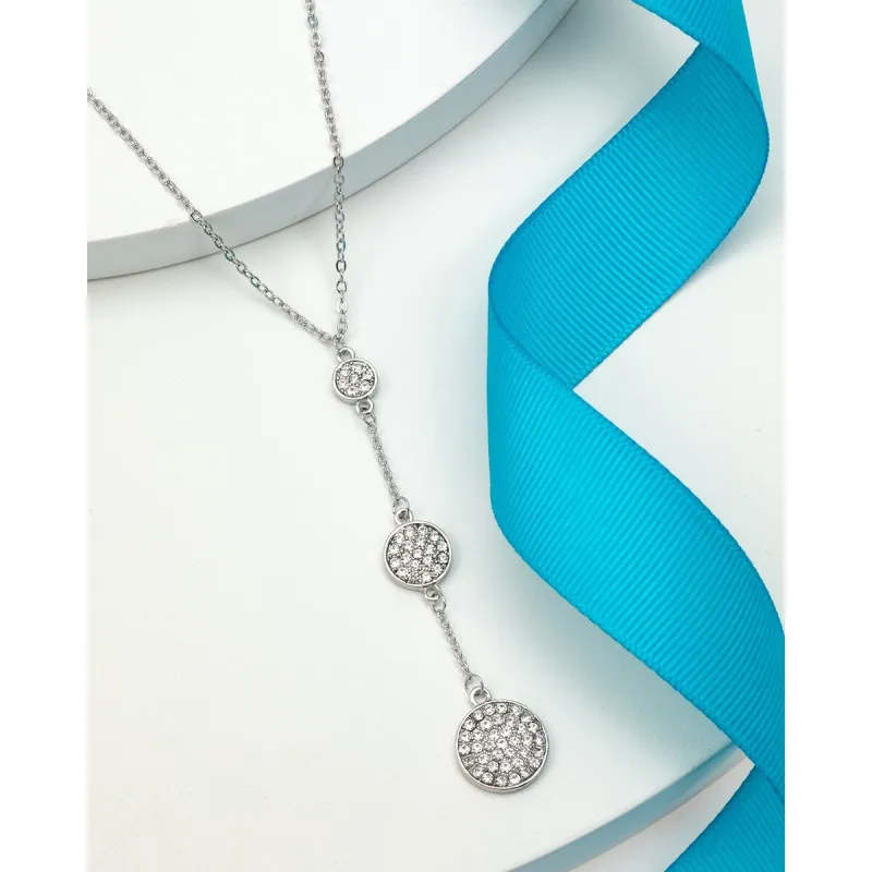 Silvertone Clear Swarovski Crystal Pave Disc Pendant Necklace - White sold by Zulily