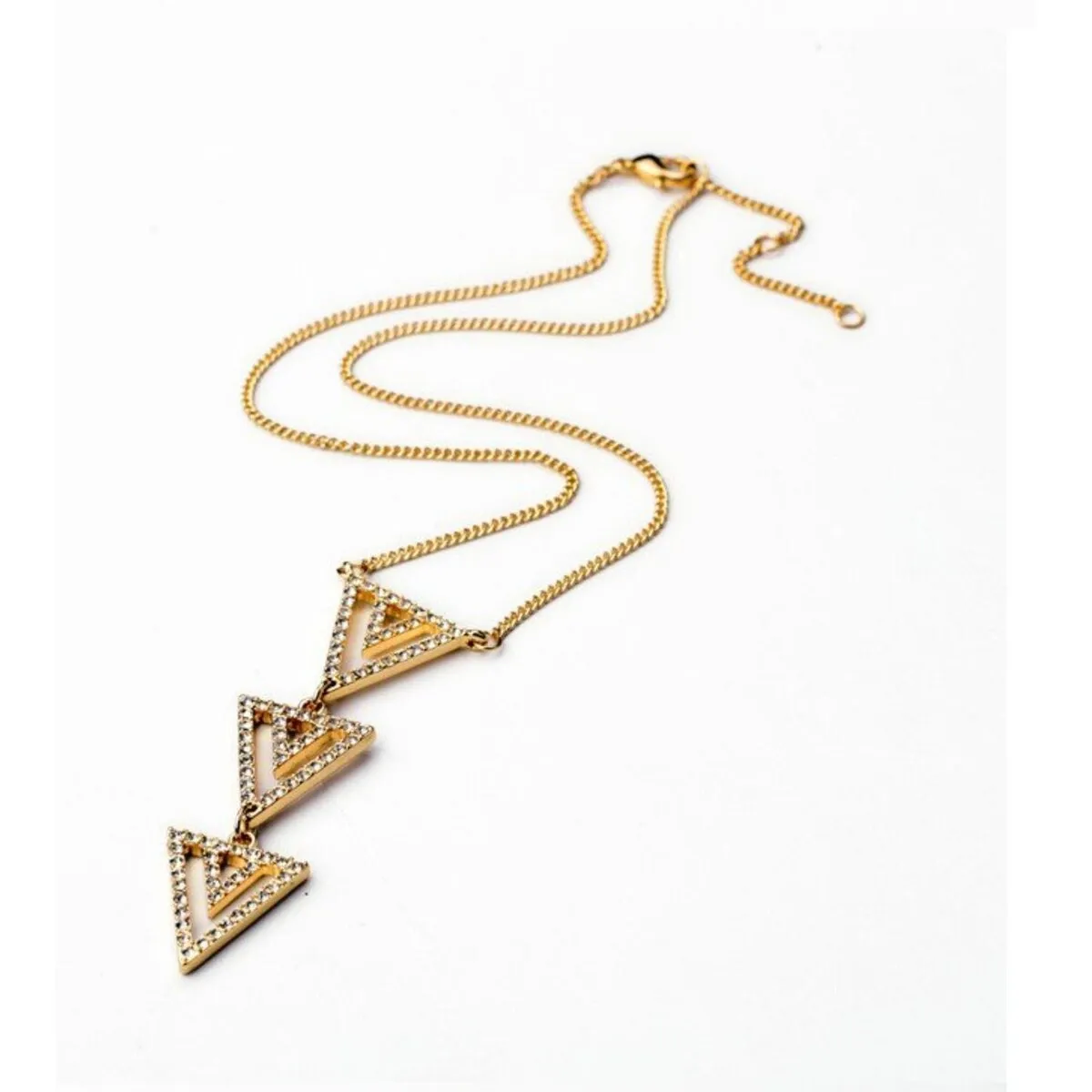 Goldtone Triple Triangle Pendant Necklace - White sold by Zulily