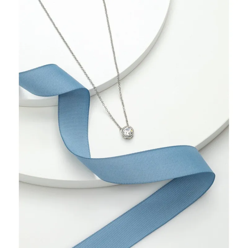 Clear Swarovski Crystal Dainty Solitaire Necklace - White sold by Zulily