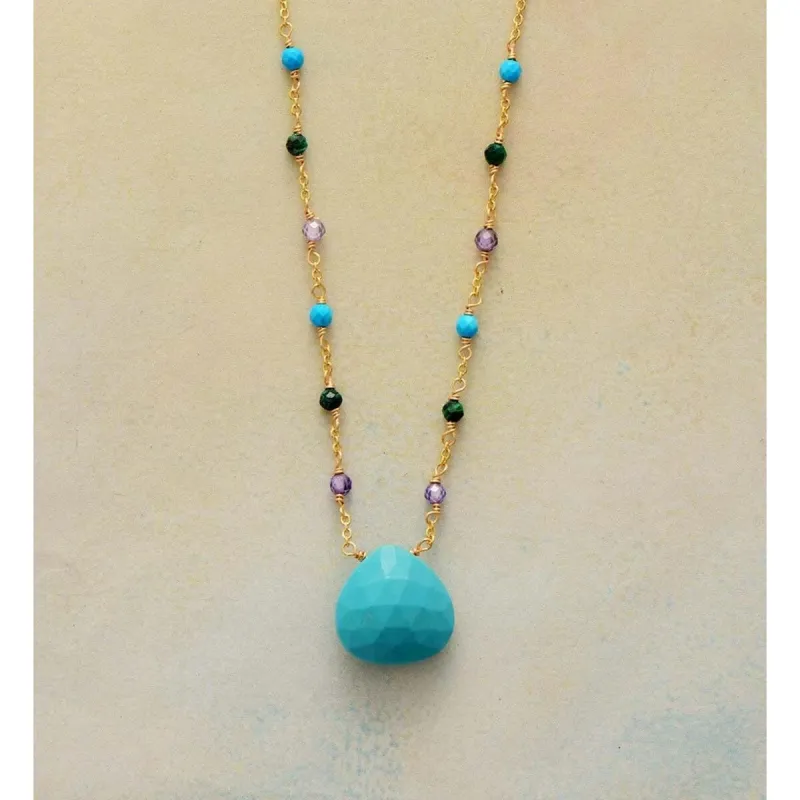 Jade & Goldtone Faceted Teardrop Beaded Pendant Necklace - White sold by Zulily