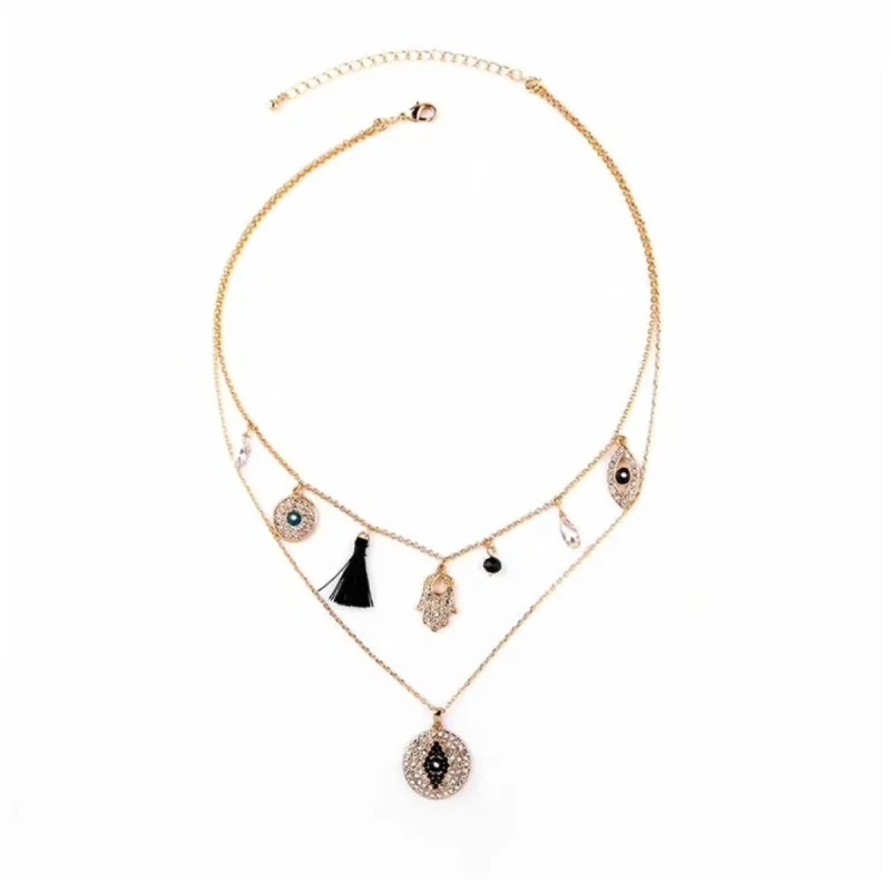 Goldtone Black Layered Necklace - White sold by Zulily