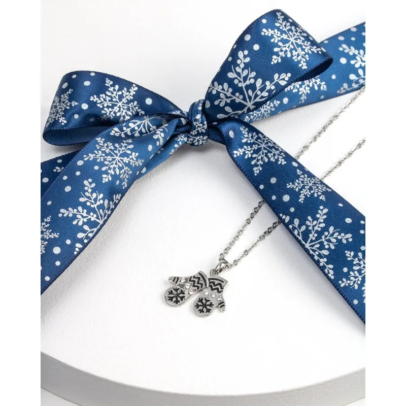 Winter Mittens Pendant Necklace With Swarovski Crystals - White sold by Zulily