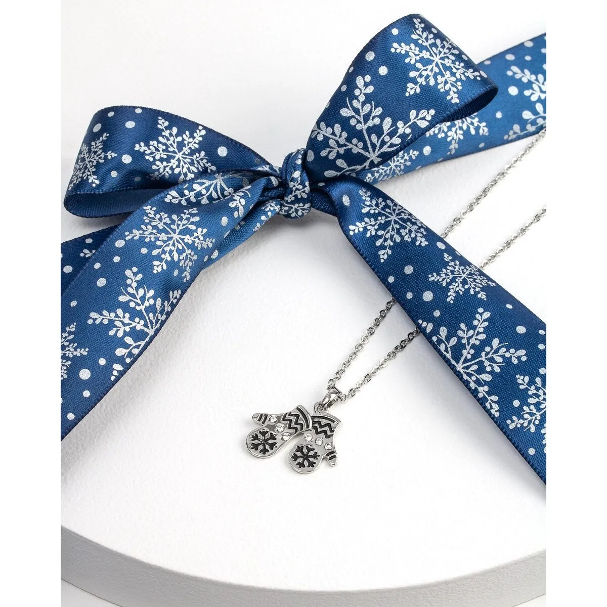 Winter Mittens Pendant Necklace With Swarovski Crystals - White sold by Zulily