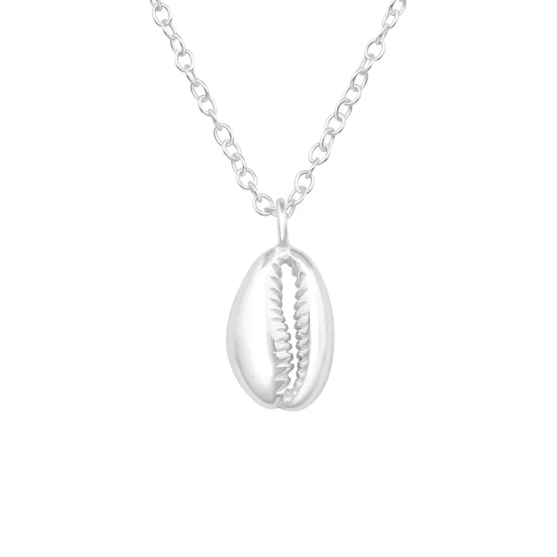 Sterling Silver Cowrie Shell Pendant Necklace - White sold by Zulily