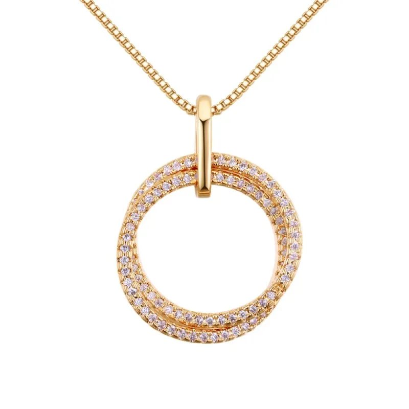 Rose Goldtone Clear Cubic Zirconia Interlocked Circles Pendant Necklace - White sold by Zulily