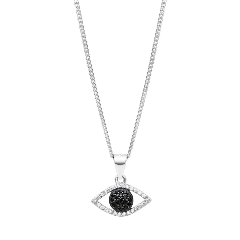 Black Clear Cubic Zirconia Evil Eye Necklace - White sold by Zulily
