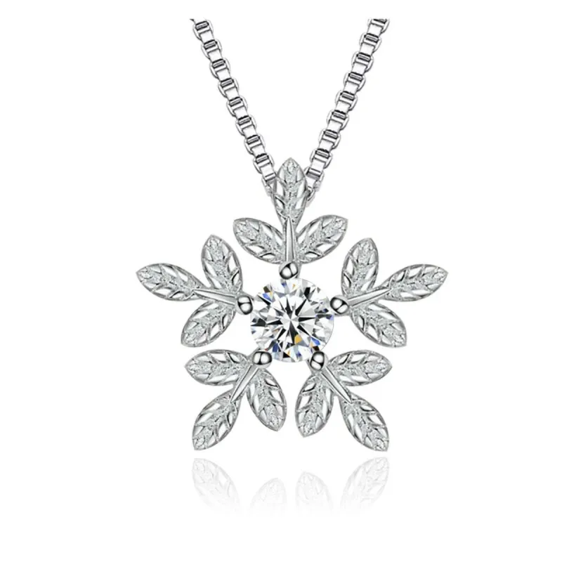 Cubic Zirconia Snowflake Pendant Necklace - White sold by Zulily