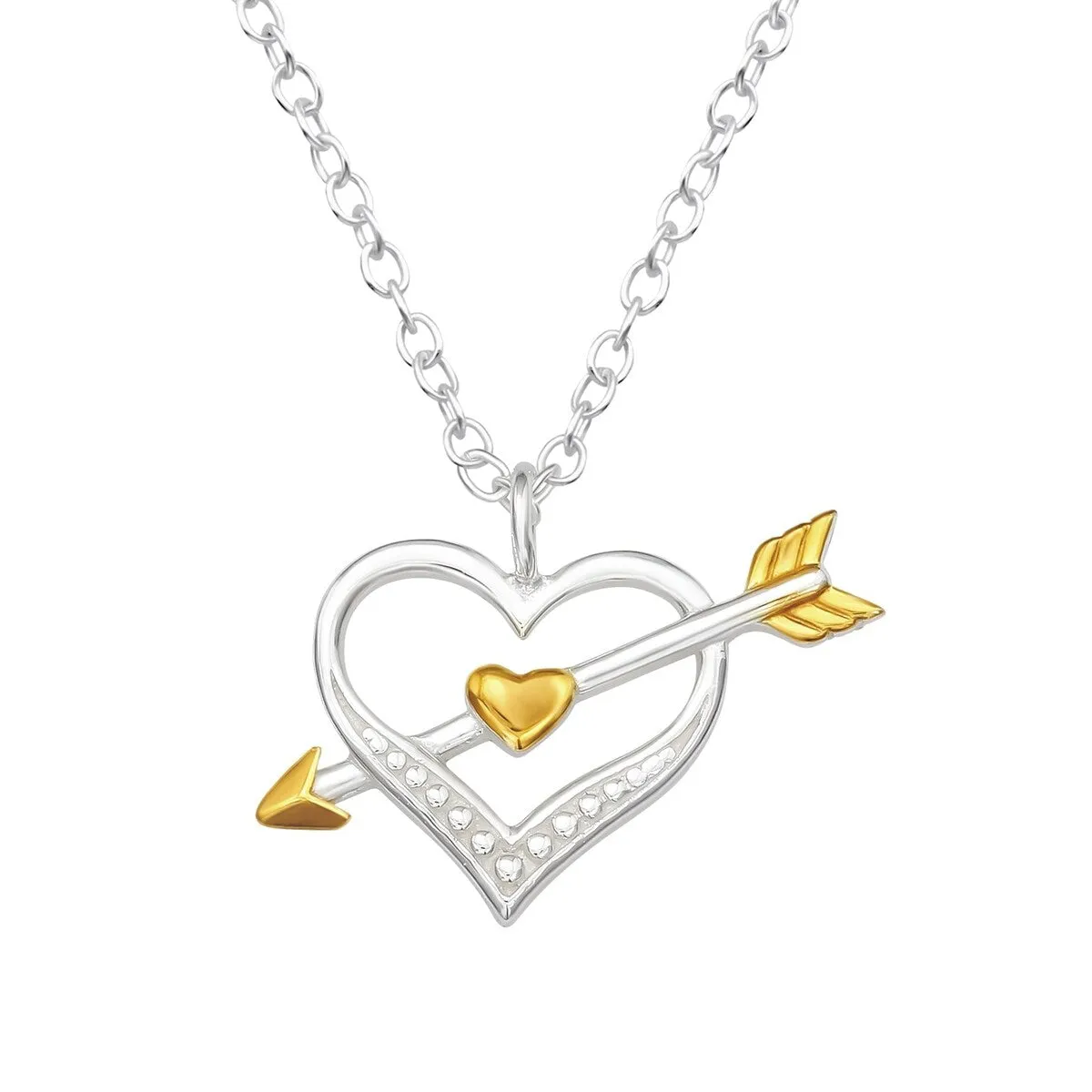Sterling Silver and 18k Gold Plated Heart and Arrow Pendant Necklace - Ag Sterling sold by Zulily
