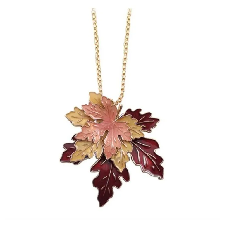 Layered Fall Leaves Pendant Necklace - White sold by Zulily