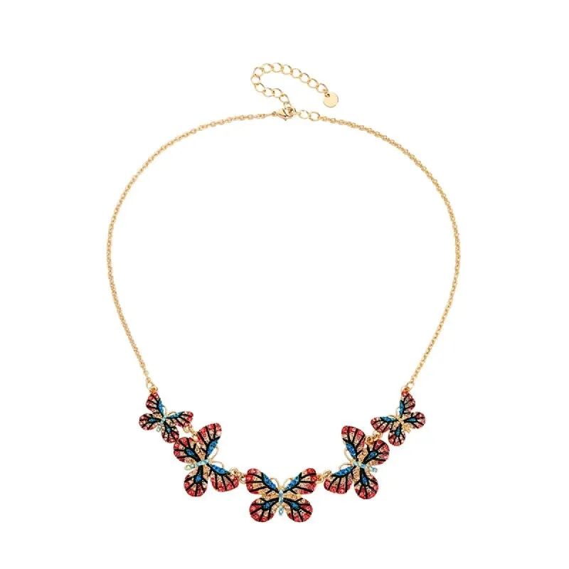 Goldtone Multi Colored Butterflies Necklace - White sold by Zulily