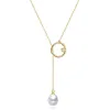 Goldtone And White Freshwater Pearl Open Circle Cubic Zirconia Pendant Necklace sold by Zulily