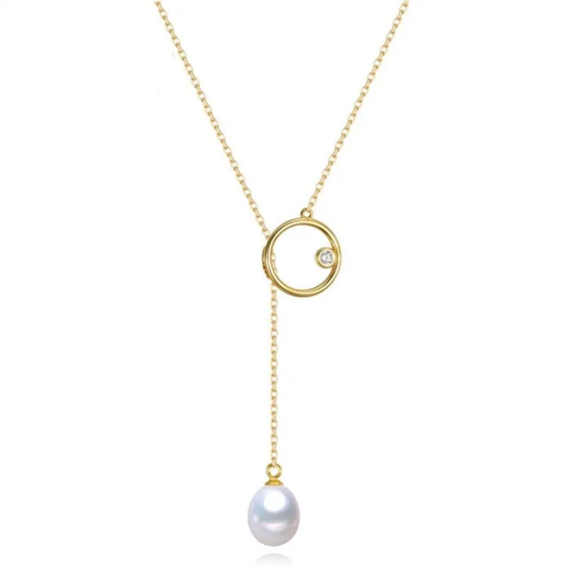 Goldtone And White Freshwater Pearl Open Circle Cubic Zirconia Pendant Necklace sold by Zulily