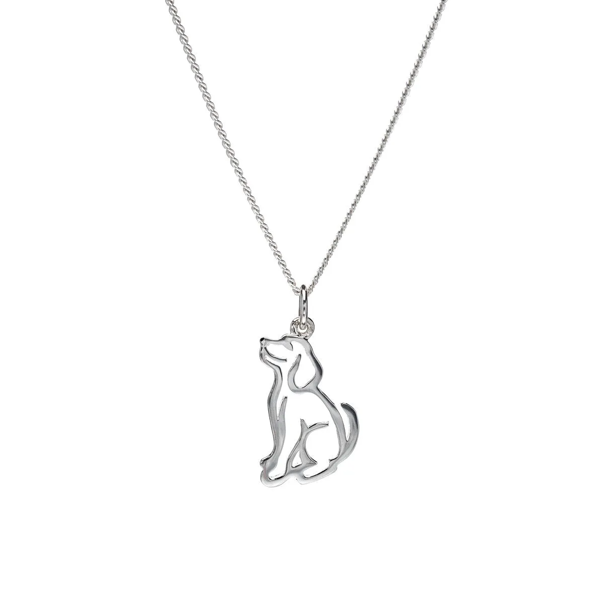Sterling Silver Open Puppy Pendant Necklace - White sold by Zulily