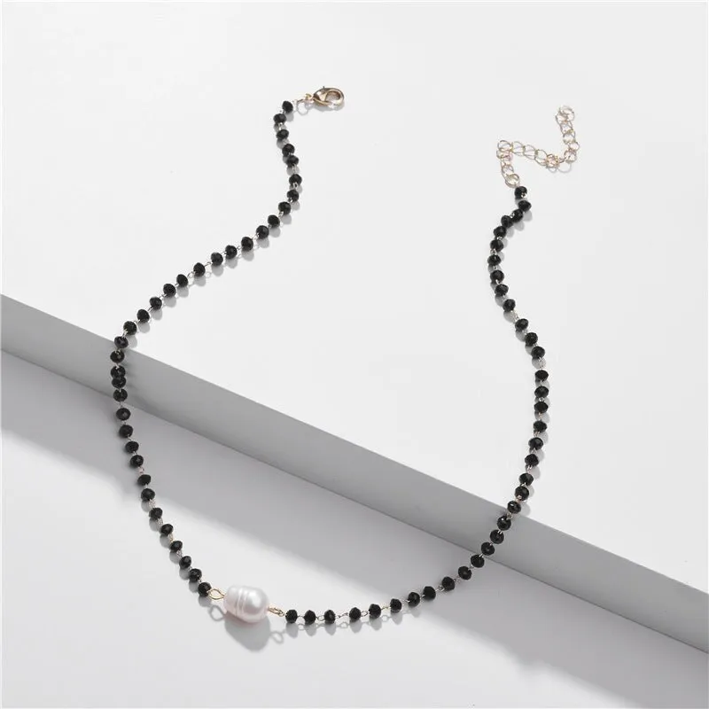 Black Beaded Freshwater Pearl Necklace - White sold by Zulily