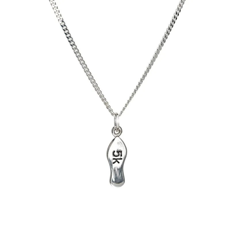 Sterling Silver Runner's 5K Pendant Necklace - White sold by Zulily